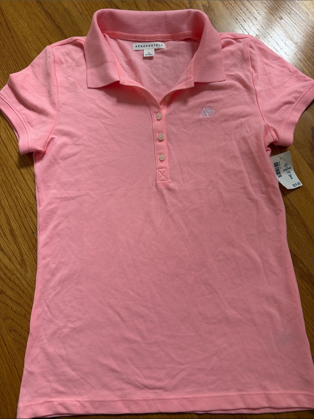 Aeropostale Coral Pink Short Sleeve Polo with A87 Embroidery